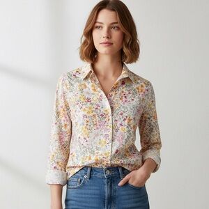 Old Navy "The Classic Shirt" Ditsy Floral Button Down Top Size M